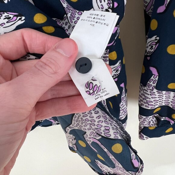 Kate Spade Panther Dot Wrap Top Novelty Print Cheetah Leopard Polkadot Blouse - Picture 7 of 11